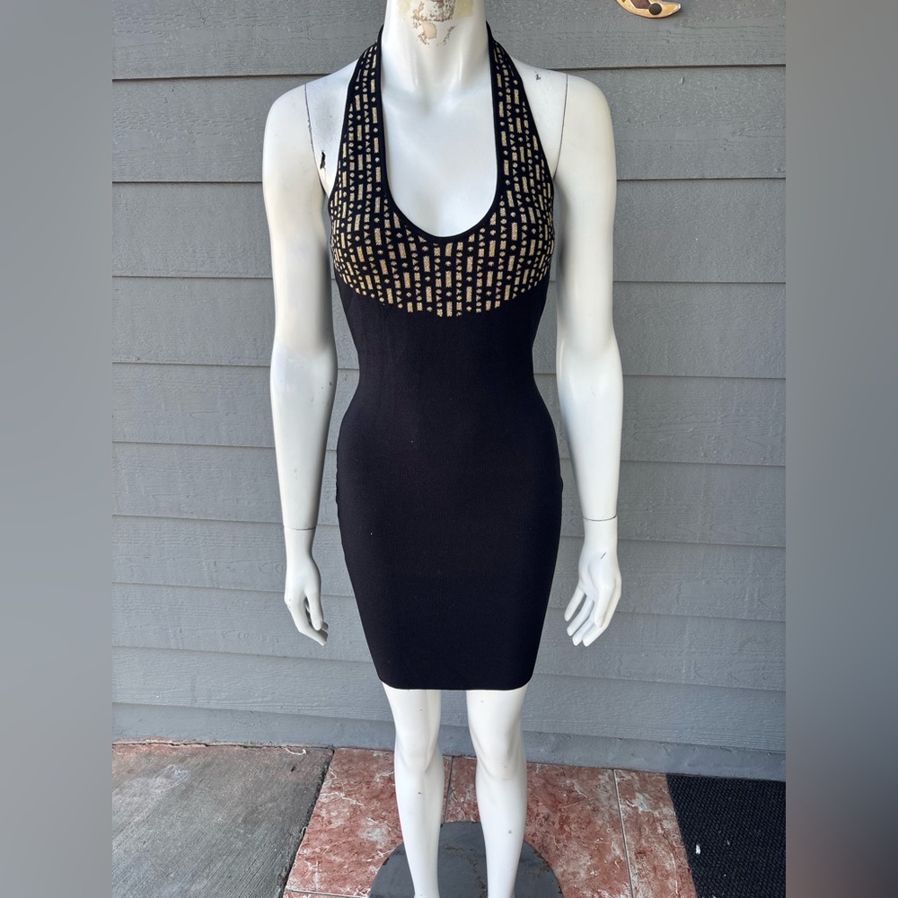 Hera Collection Black and Gold Mini Dress